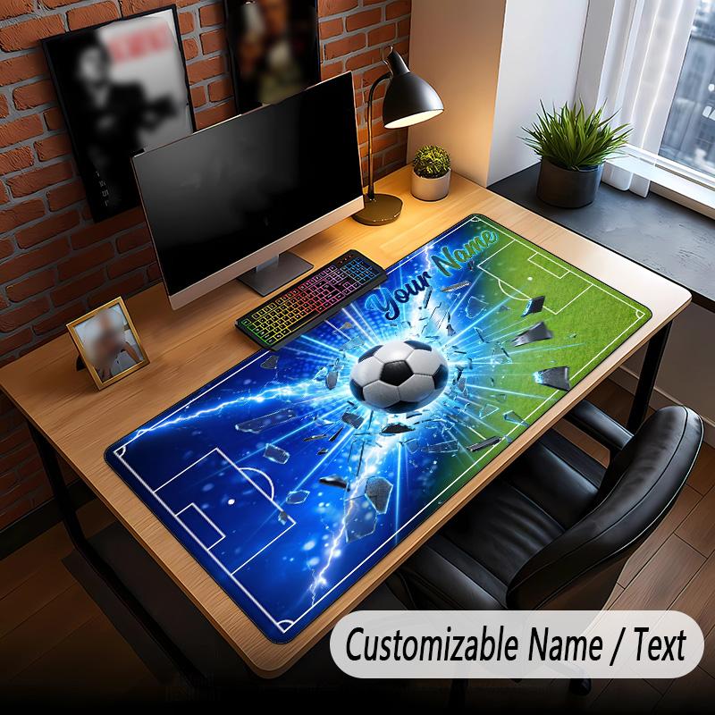 Soccer Theme Custom Mouse Pad Personalized With Name Text Customized Desk Mat For Office Home Decor