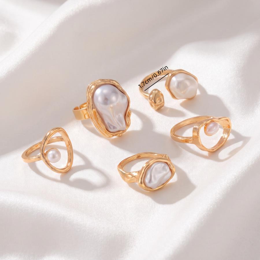 Irregular oval pearl open ring European and American design index finger ring fashion creative ring