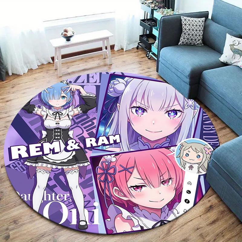 Re Zero Round Area Rug Carpet Rug For Living Room Bedroom Sofa Playroom Decor Nonslip Floor Mat