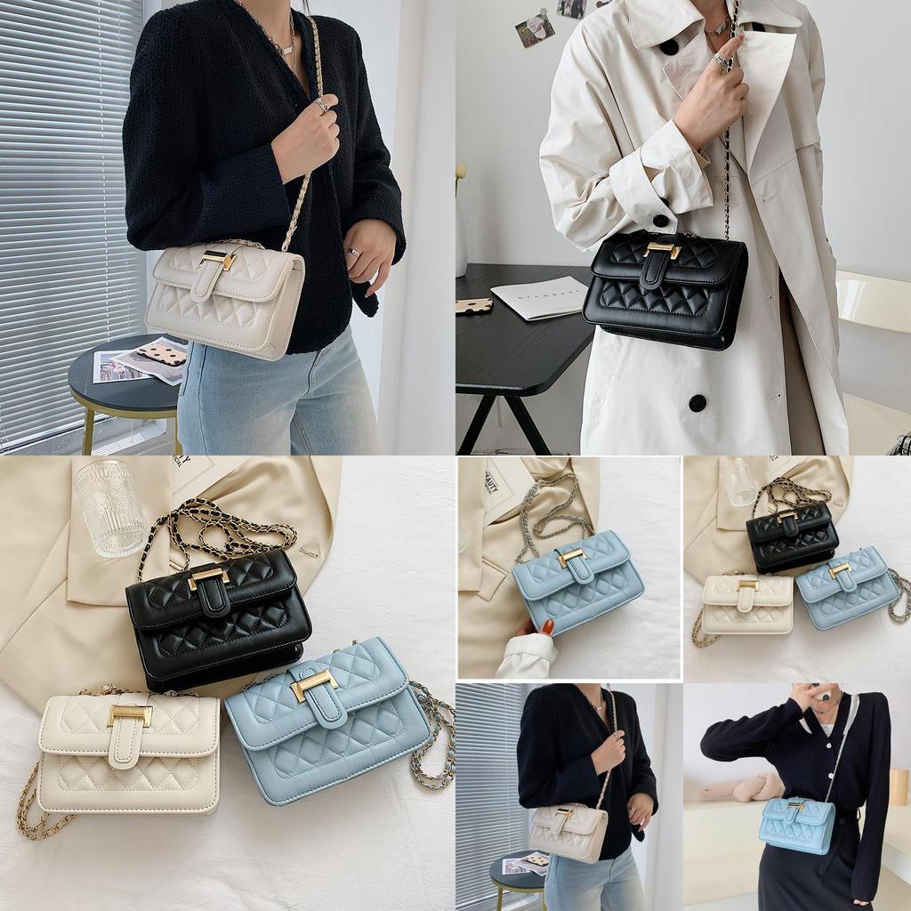 Fashionable Urban Chic Diamond Quilted Chain Shoulder Bag Stylish Small Pu Crossbody