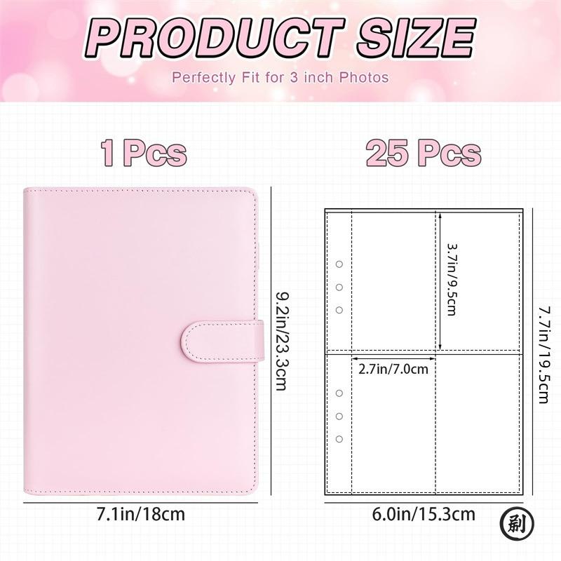 A5 Notizbuch Fotokartenbinder 25 Stück Seite(4 Fächer)  PU Leder Loseblatt Organizer Fotoalbum Kpop Fotoalben Idol Karten