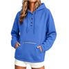 Felpa da donna con cappuccio, manica lunga, bottoni frontali, tasca, colore, per uso casual quotidiano