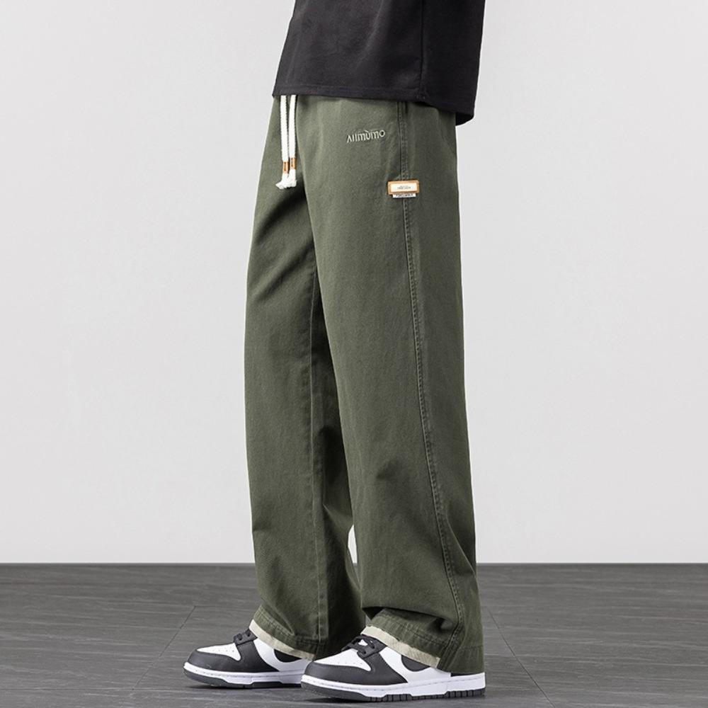 

Trendy Men s Wide-leg Straight Pants Plus Size S-4XL Elastic Drawstring Waist Casual Pants, Streetwear Pants for Daily Wear & Outings 4XL
