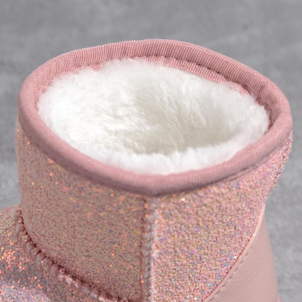 2022 Winter Pink Sequin Plus-Size Thick Cotton Children's Shoes with Non-Slip Rubber Sole