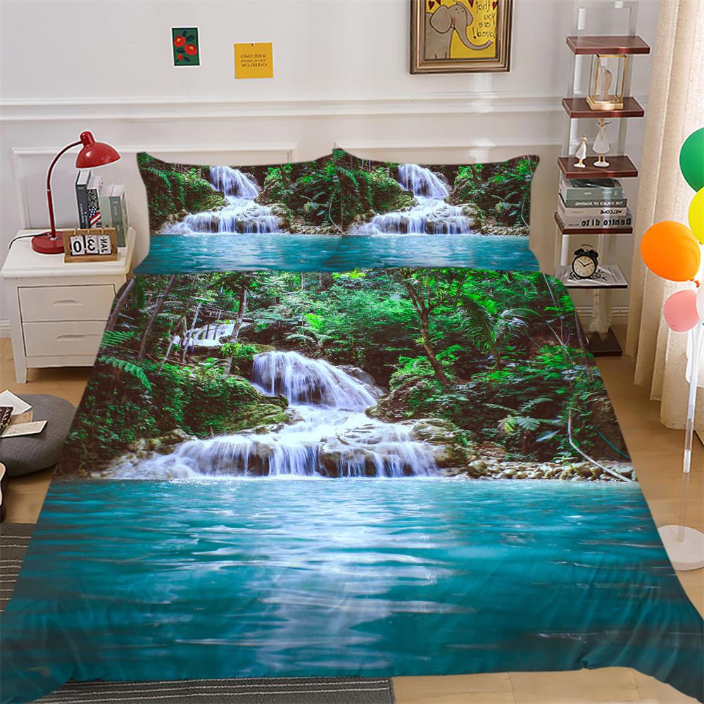 Bedrucktes Trösterbezug-Set „Scenery“, Doppelbettgröße, Mikrofaser-Heimbettwäsche, modische High-End-Heimtextilien für Teenager