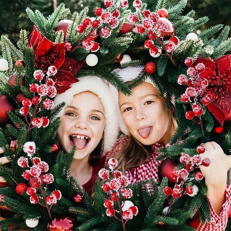 Weihnachtsdekorativer Blumenstrauß Simulierte Weiße Beeren-Accessoires Stecklinge Schneeflocke Wintergrün Fruchtmaterial Stecklinge Neu