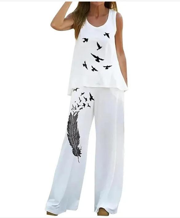 3D-Digitaldruck-Trend Frühling und Sommer neues lässiges ärmelloses Westen-Hosen-Set für Damen