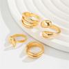 4Pcs Trendy Hug Shape Adjustable Open Rings Irregular Hip Hop Style Geometric Rings Set Stackable Knuckle Rings for Women