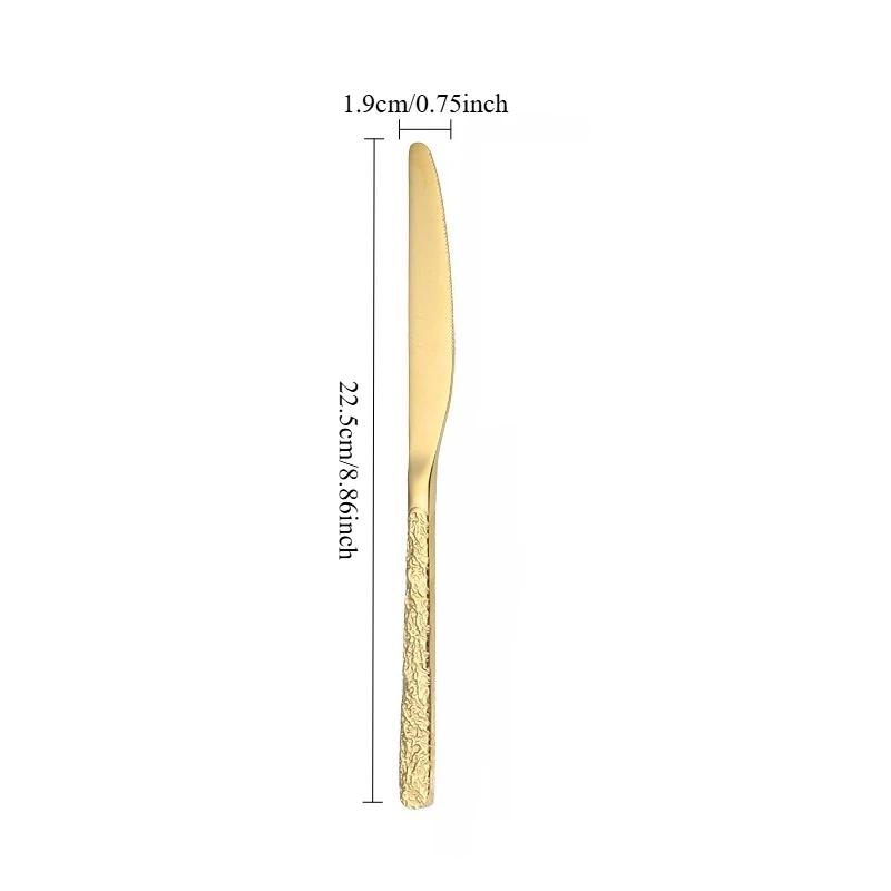 Hammered Golden Cutlery Set ,Stainless Steel Tableware Dinnerware Includes Forks Spoons Knives,Mirror Polished,Dishwasher Safe