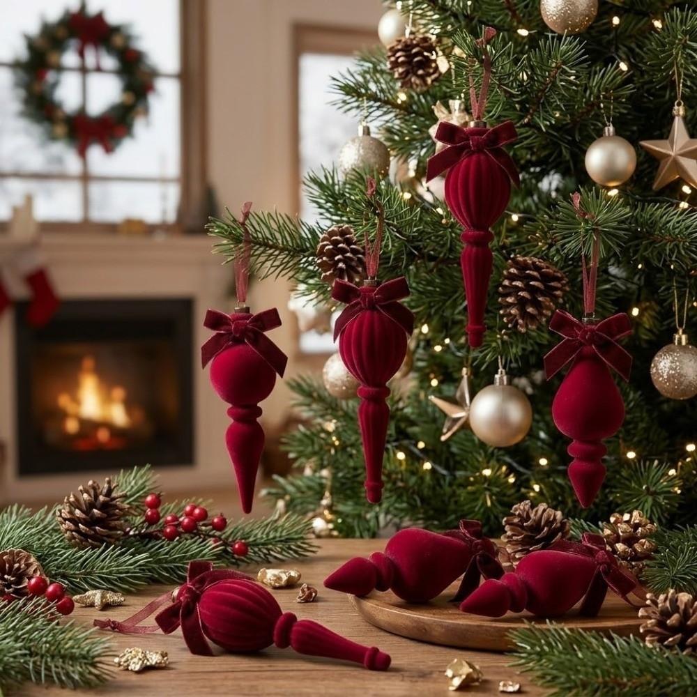 Flocked Christmas Ball Ornament Glitter Xmas Baubles Xmas Tree Hanging Pendant New Year Gift