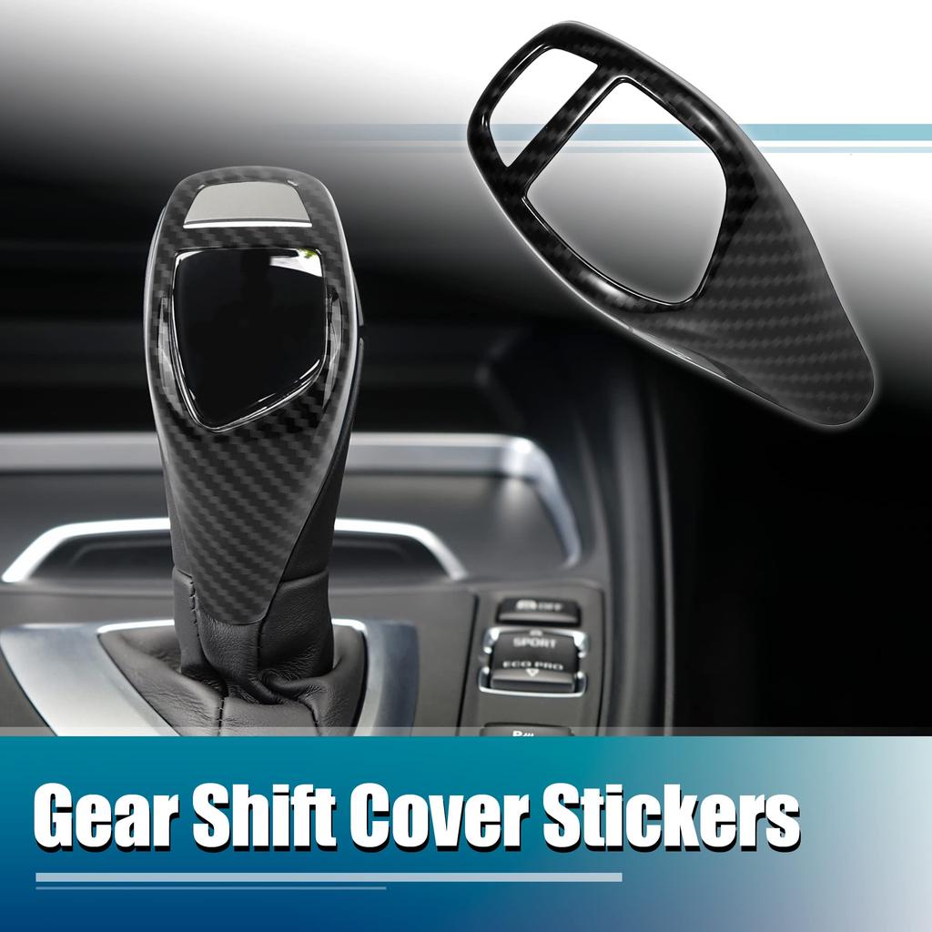 X AUTOHAUX Car ABS Gear Shift Knob Panel Cover Carbon Fiber Pattern Sticker for BMW F20 F30
