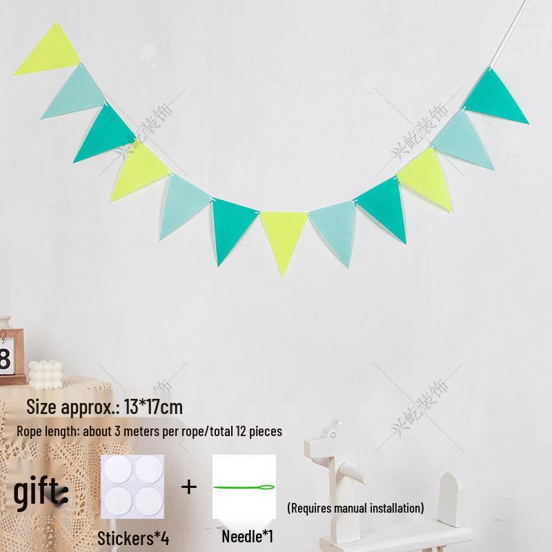 Yellow-Green Felt Pennant Bunting for Kids' Birthday or Kindergarten Decor