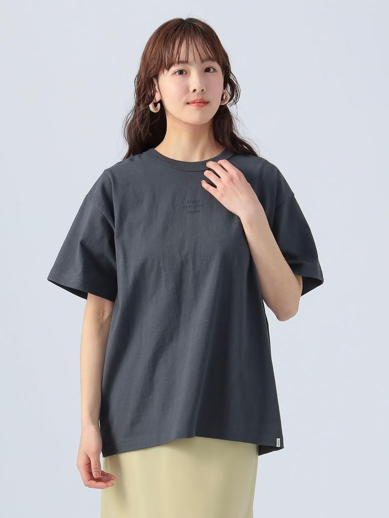 Beams Heart Printed Sasara Size 43080051213 Tee, B-HEART Logo, Embroidery, Women's, Charcoal, M,