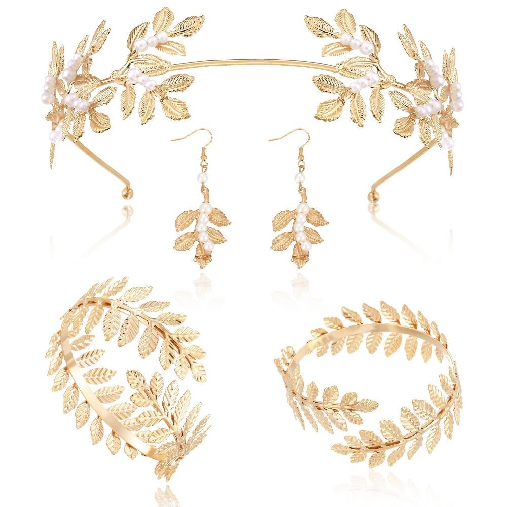 Hair Accessories Fashion Personality Gold Leaf Pearl Headband