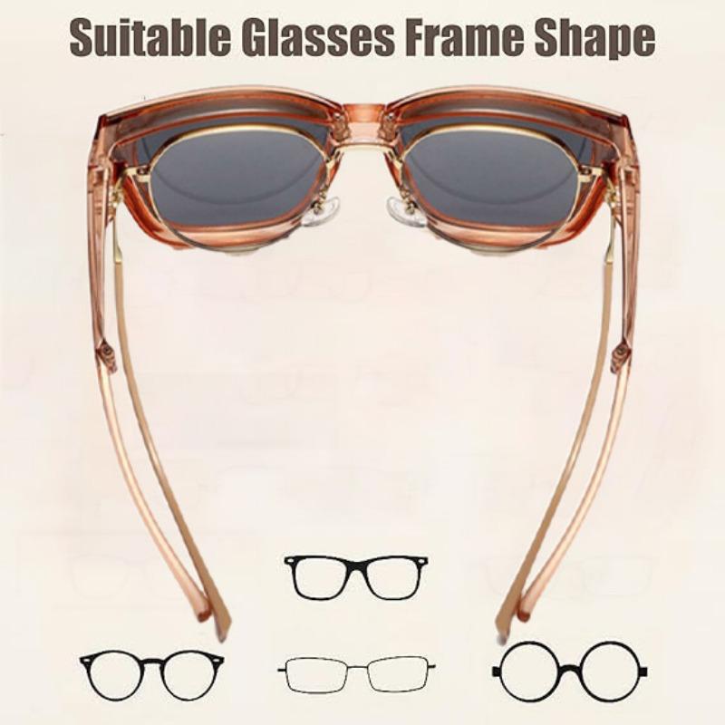 Unpolarisiert Brillenüberzug Fahrsonnenbrille Überbrille Wrap-Around-Sonnenbrille Quadratische Shades Schutzbrille für Herren Damen