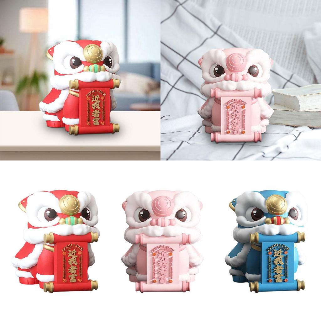 Löwentanz Statue Tischdekoration Harzfigur Geschenk Tier Skulptur für Schreibtisch Einweihung Wohnzimmer Flur