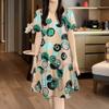 ZANZEA Women Casual Round Neck Short Sleeve Loose Summer Print Dress