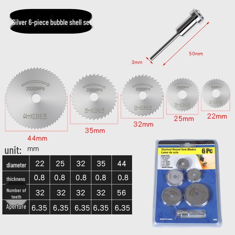 High-Speed Steel Circular Saw Blade Set for Wood, Plastic & Metal - Miniature Size for Hand Drills & Electric Grinders