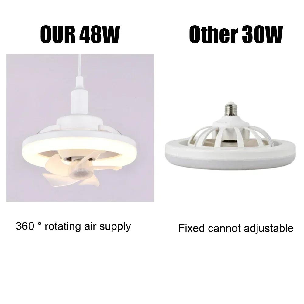 Ventilator de tavan 60W E27 cu lumină led și telecomandă 360 ° rotație de răcire ventilator electric lampă candelabru pentru decorarea camerei