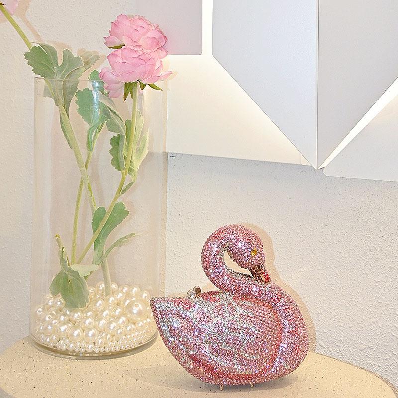 

Swan Shaped Diamond Evening Bags New Gorgeous Sparkling Rhinestone Metallic Clutch Purses And Handbags Wedding Party