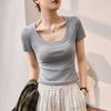 High-waisted Short T-shirt Women's Summer New Slim-fitting and Thin Versatile Top Short-sleeved Bottoming Shirt