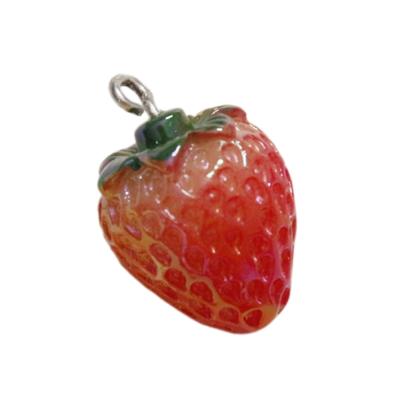 Modern Strawberry Shaped Beads Resin Sweet Fruit Pendants for Necklace Crafts Craft Kit for Fashionable DIY Enthusiasts