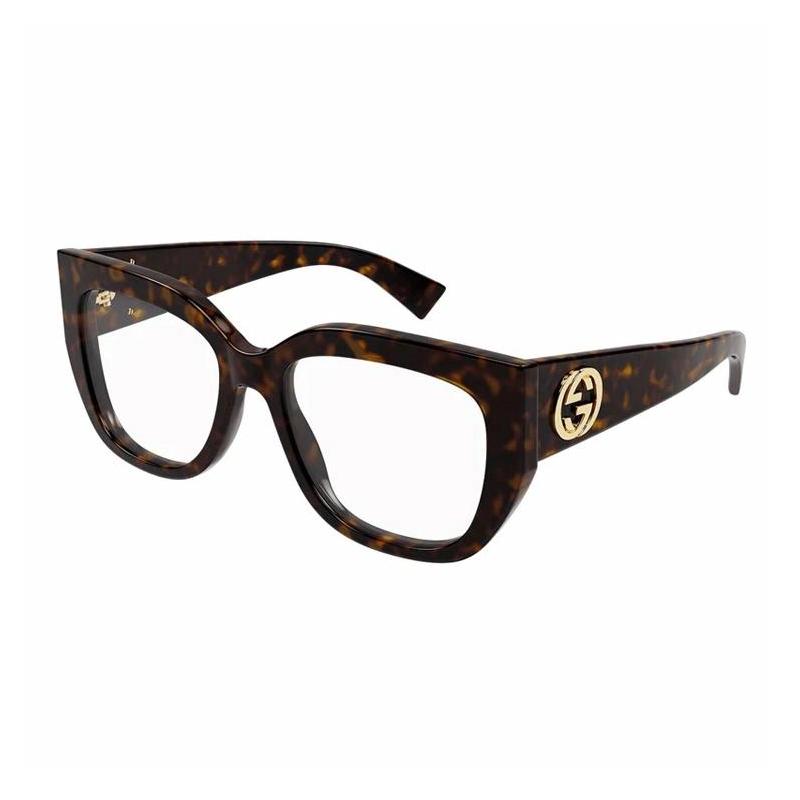 Gucci Printed Pattern Square Optical Frame Women's Tortoiseshell