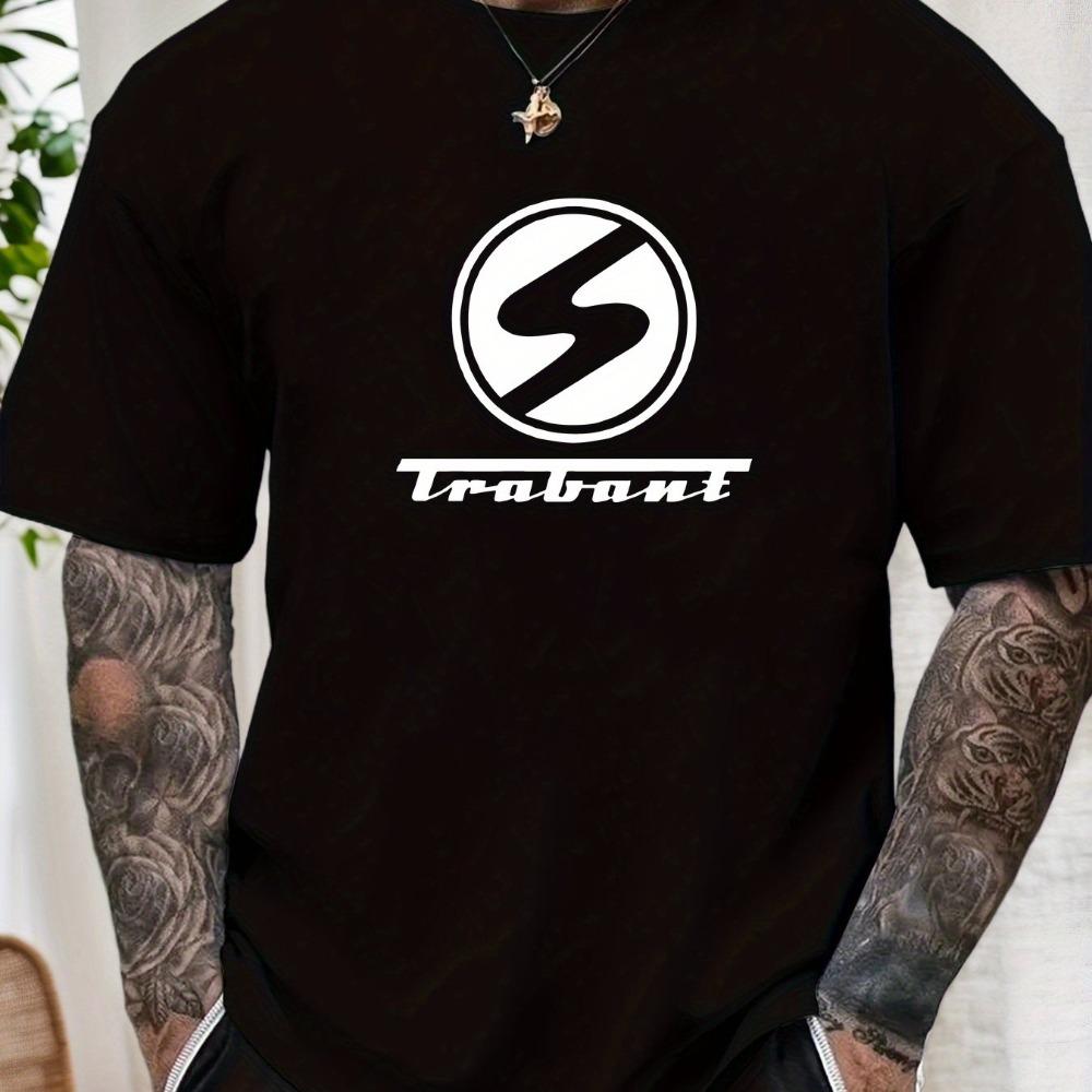 

100% Cotton Men s Loose T-shirt Fashion Logo Letter Pattern Printed Short Sleeve Round Neck Casual Top S разноцветный