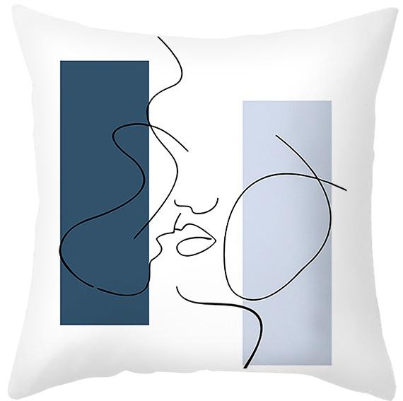 Simple Style Morandi Color Pillowcase Lines Abstract Geometric Printed Cushion Home Sofa Pillowcase