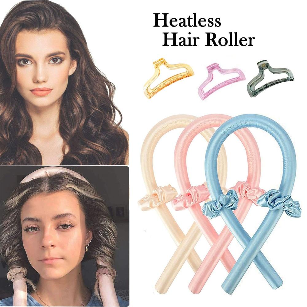 Heatless Flexible Curling Rod Headband No Heat Silk Curls Ribbon Sleeping Soft Headband Lazy Hair Magic Wave Curlers Hair Styling Maker Tools