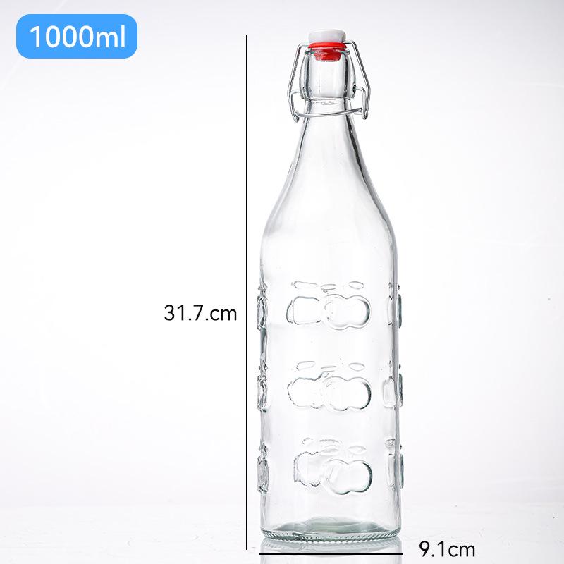 Lock & Lock Transparent Glass Bottle with Square Buckle for Juice, Enzyme, Wine, Homebrew, and Baijiu.