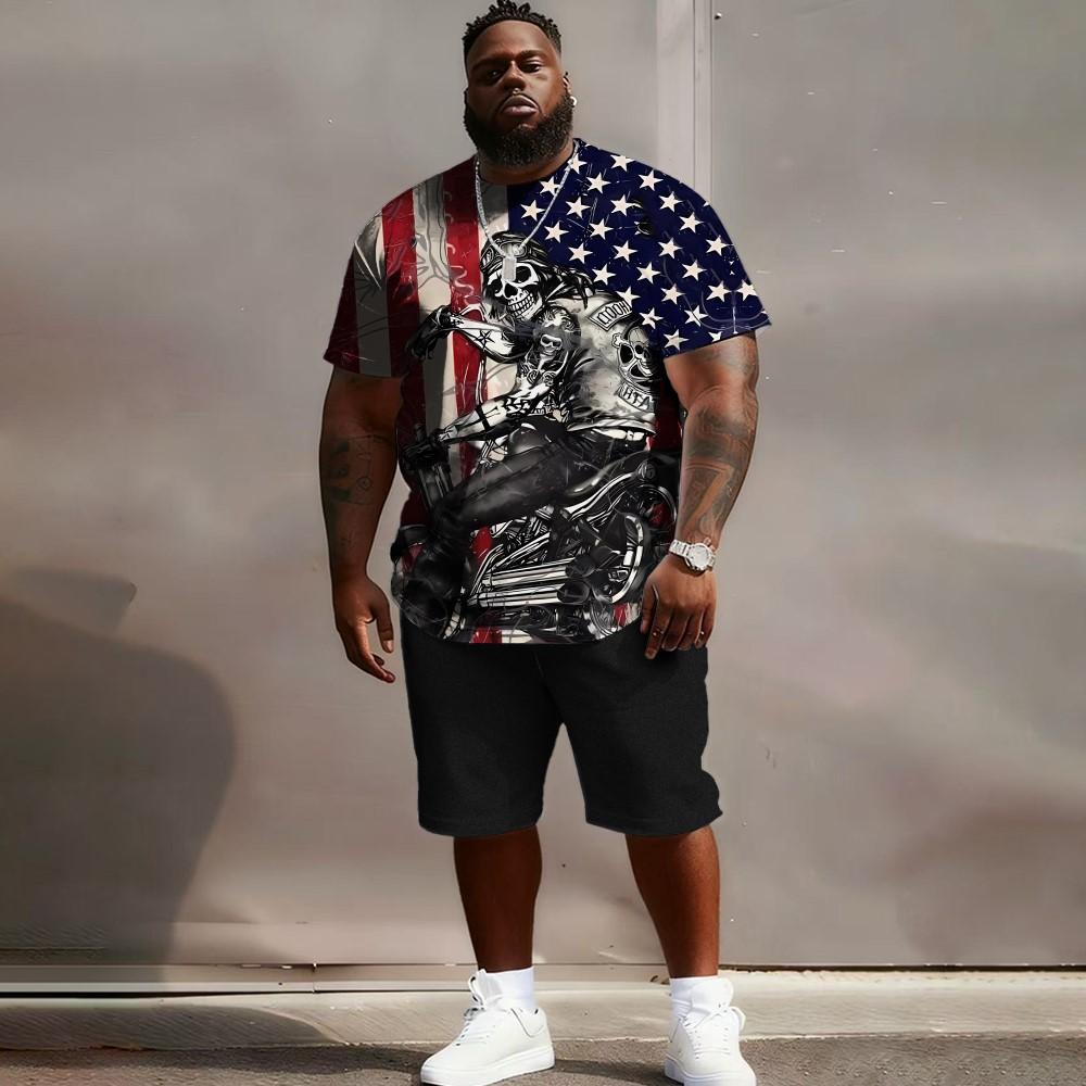 

Plus Size Men s 3D Printed Short Sleeve Set: Eagle-Chic Vibe - 2-Piece Big & Tall Fit, Soft Breathable Fabric 6XL