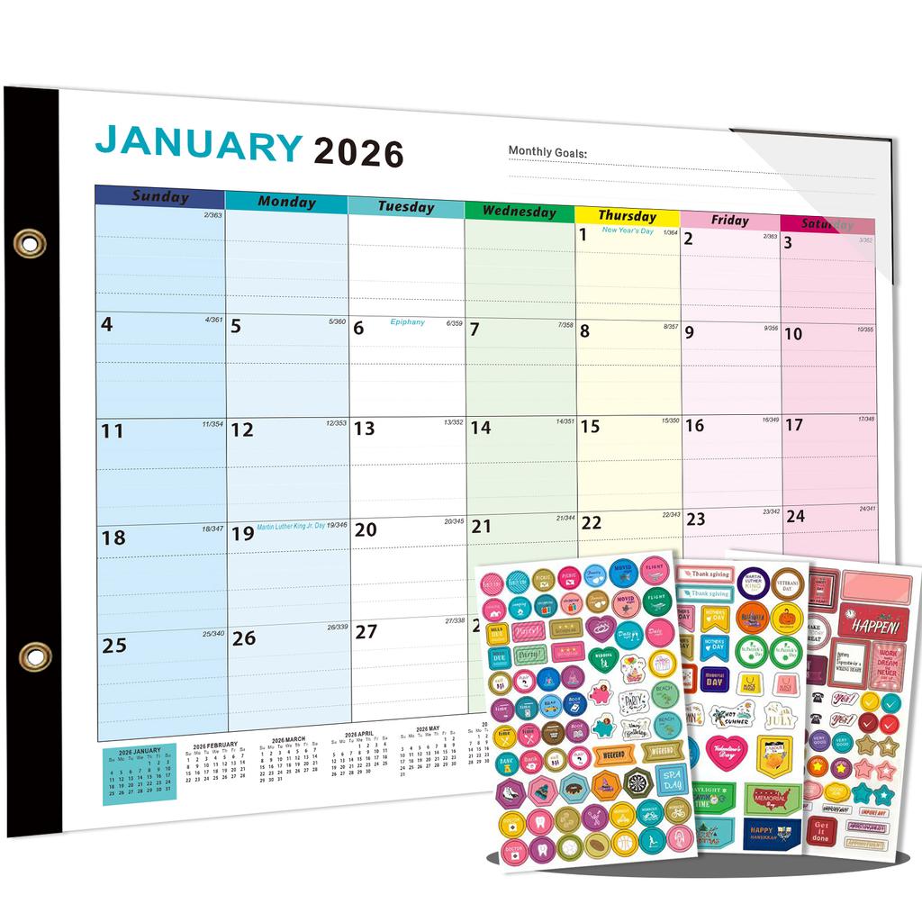 2026 Large English Calendar, 18 Month Wall And Desk Planner