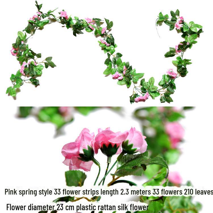 Silk and Plastic Roses Decorative Vines - Artificial Flowers for Weddings, Living Rooms, Home Ceilings, and Rattan Decor.
