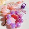Plastic Fashion Beaded Bow Keychain Exquisite Candy Color Pearl Keyring Creative Shiny Bows Beaded Pendant Girls