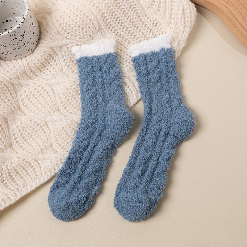 Female Autumn and Winter Plus Velvet and Thick Coral Velvet Floor Cotton Socks