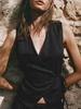Old Qian Feng Pure Linen Vest Short Vacation Casual Sleeveless Top Summer Lace-up Vest Commuter Linen Vest