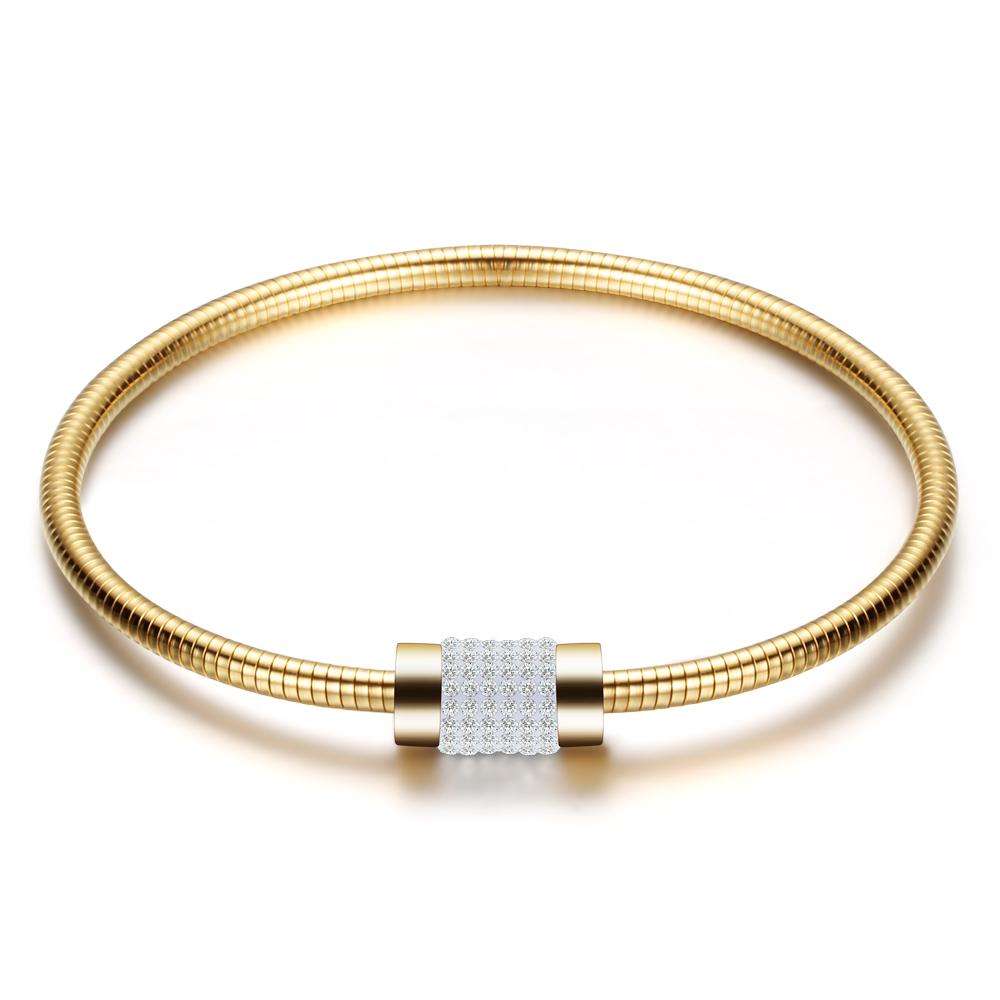 Clear Crystal Bracelet 316 L Stainless Steel Charm Magnet Snake Chain Charm Bracelet for Women