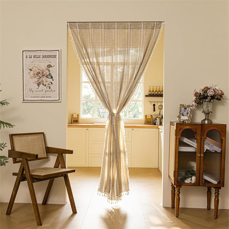 Home Door Curtain for Doorway, Light-filtering Privacy Curtain Bohemian Embroidered Curtain Decoration, Suitable for Temporary Room Dividers,