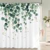 Fresh Green Leaves and Plants Pattern Shower Curtain Printed Leaves Bathroom Bath Curtain Home Decoration Curtain With Hooks
