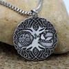 Norse Tree of Life Pendant Viking Amulet Necklace Men Leather Rope Chain Keychain Talisman Male Jewelry Gift