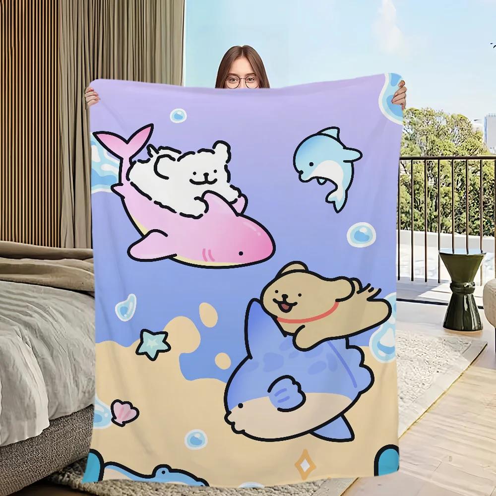Cute Cartoon Plush Throw Blanket Soft Flannel for Bedroom Living Room Office Travel  Perfect Warm Cozy Gift
