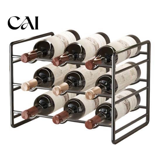 Stable Bottle Rack Iron Wine Rack, Curved Grooves, Countertop Cabinet Storage Shelf, Compact Kitchen Pantry Metal Holder, for Cupboard And Stand