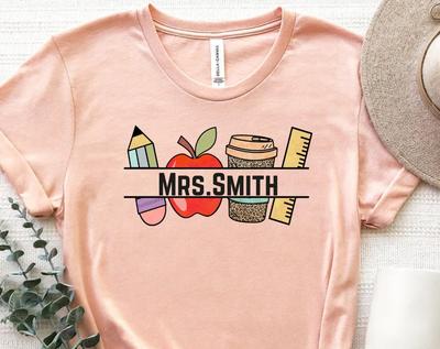 Custom Name Teacher Shirt, Personalized Teacher T-Shirt, Custom Teacher Tee, Gift For Teacher, Teacher Stuff Shirt, Cute Teaching Shirt