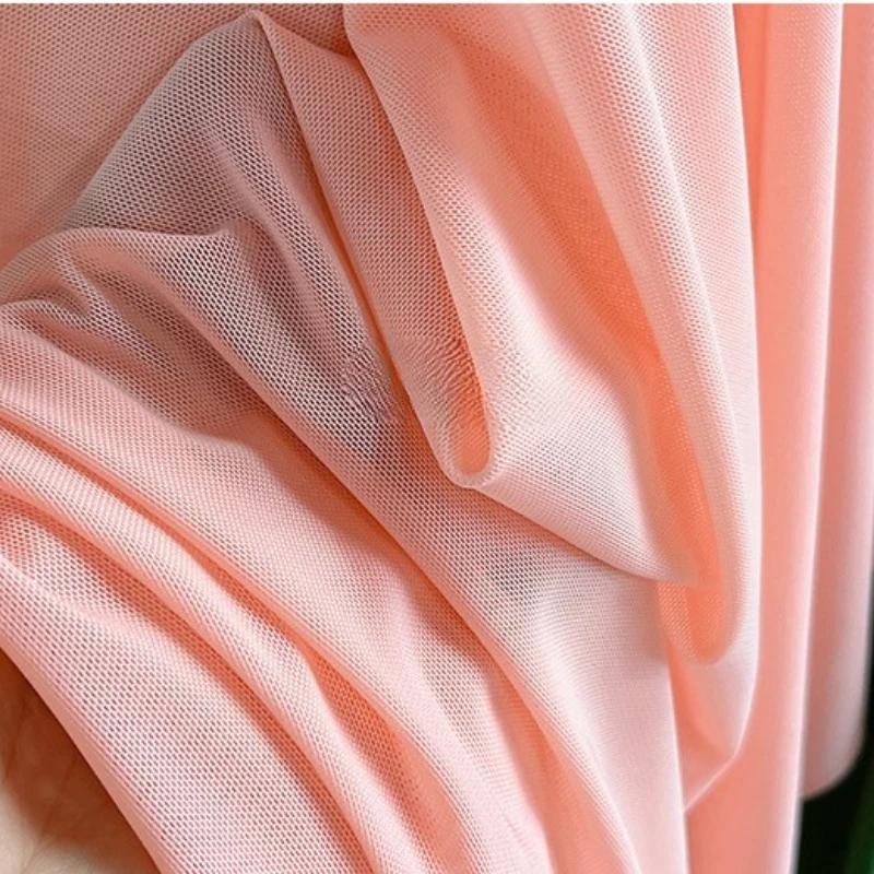 Wide 150cm Nylon Mesh Fabric Spandex High Elastic Dense Black White for DIY Sewing Lace Shirt Stockings