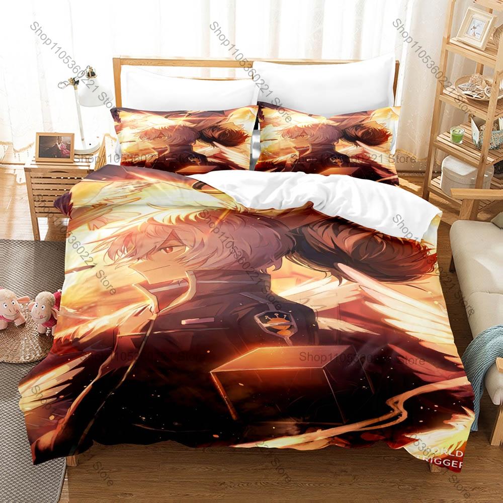 Cool Popular Anime Bedding Set 3Pcs World Trigger Kuga Yuma Osamu Mikumo Design Modern Household Bedroom Decor
