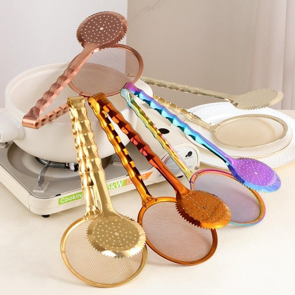 Heat Resistant Oil Separator Spoon Stainless Steel Fried Food Strainer Food Clip  Snack