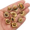 4pcs Stainless Steel Tiger's Eye Gold Charms For Jewelry Making DIY Connectors Earrings Necklace Jewelry Pendants Findings