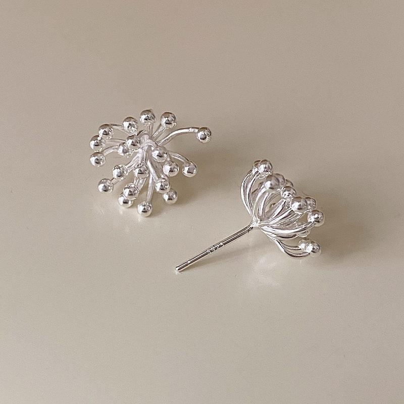 

S sterling silver ear needle fireworks stud earrings niche design light luxury high-end earrings simple temperament earrings