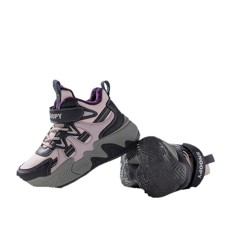 Snoopy Plüsch-Wintersportschuhe: Rutschfeste, hochgeschnittene Laufschuhe mit Klettverschluss für Kinder